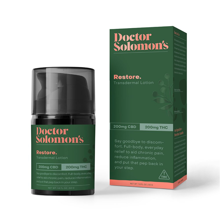 Photograph of product: Dr. Solomon's 1:1 400mg Restore Transdermal Lotion - 200mg CBD:200mg TH-oui