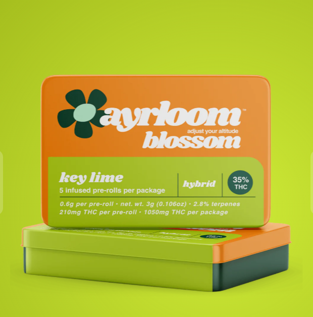 Photograph of product: Infused Pre Rolls | Ayrloom | Key Lime- 5pk