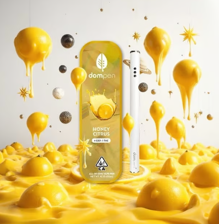 Photograph of product: Honey Citrus 4:1 CBD:TH-oui 1g ALL-IN-ONE Vape - dompen