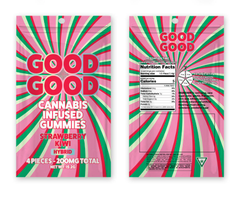 Photograph of product: Good Good Gummies 200mg/4pc - Strawberry Kiwi