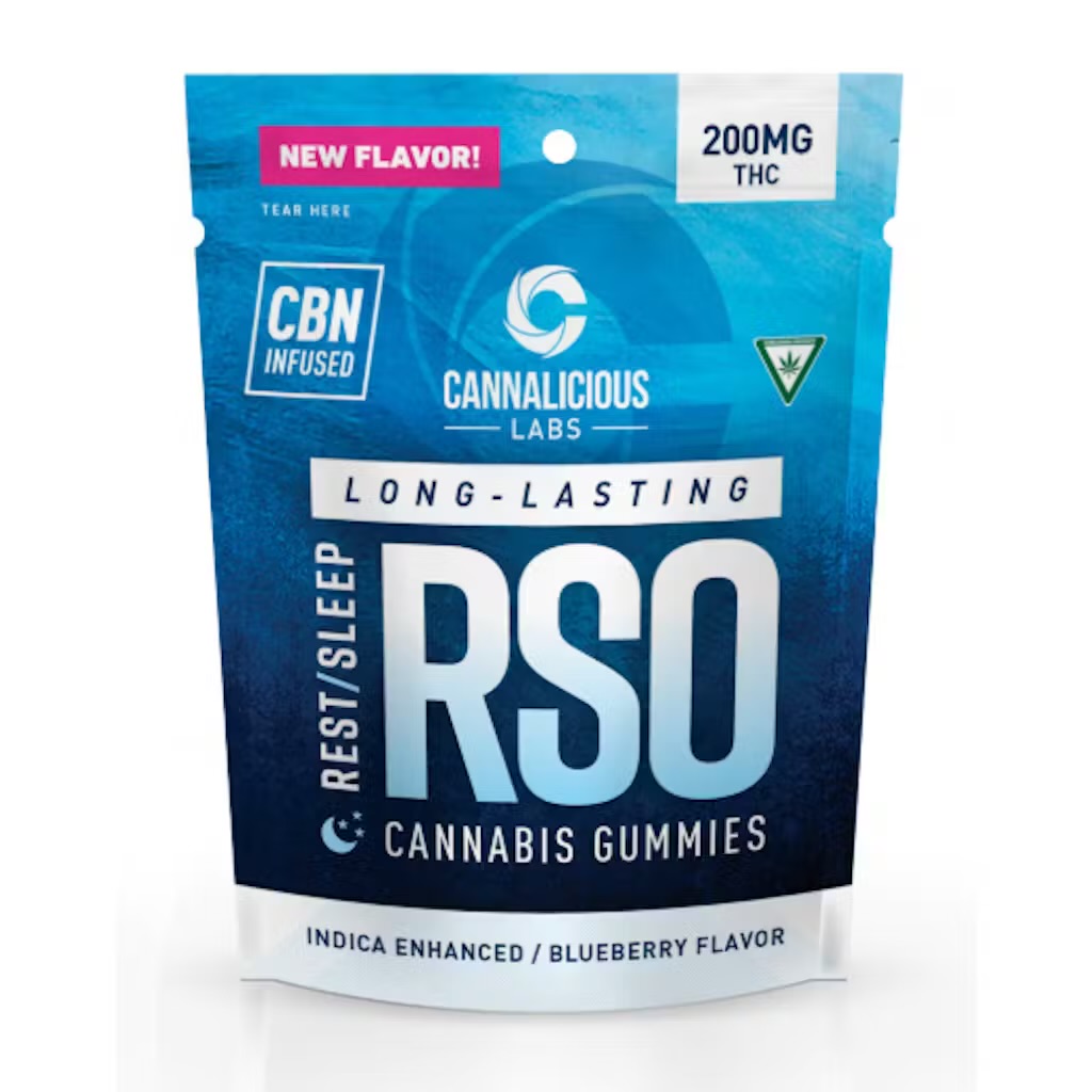 Photograph of product: Cannalicious: Blueberry RSO Rest 200MG Gummies (I)