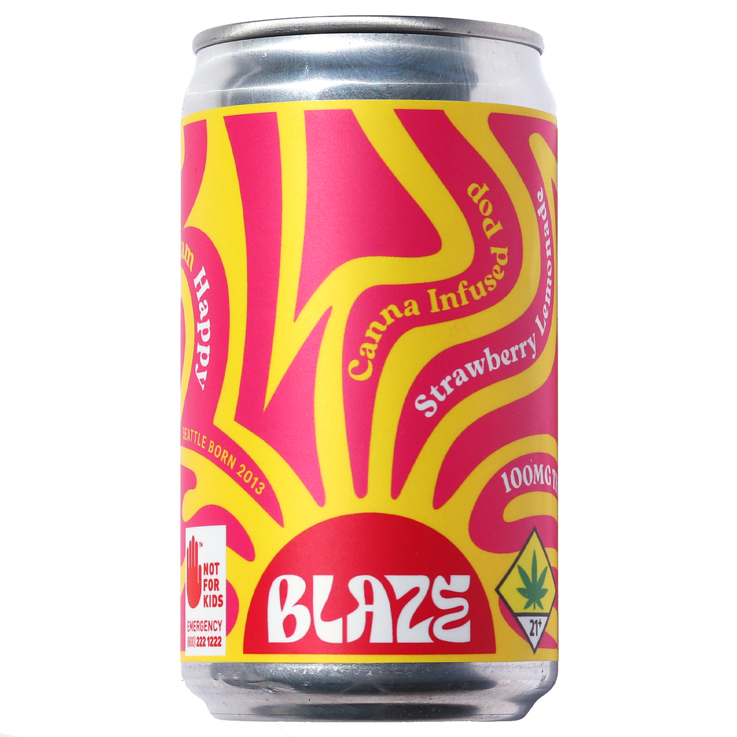 Photograph of product: Blaze Soda: Strawberry Lemonade 100mg - 6oz Can