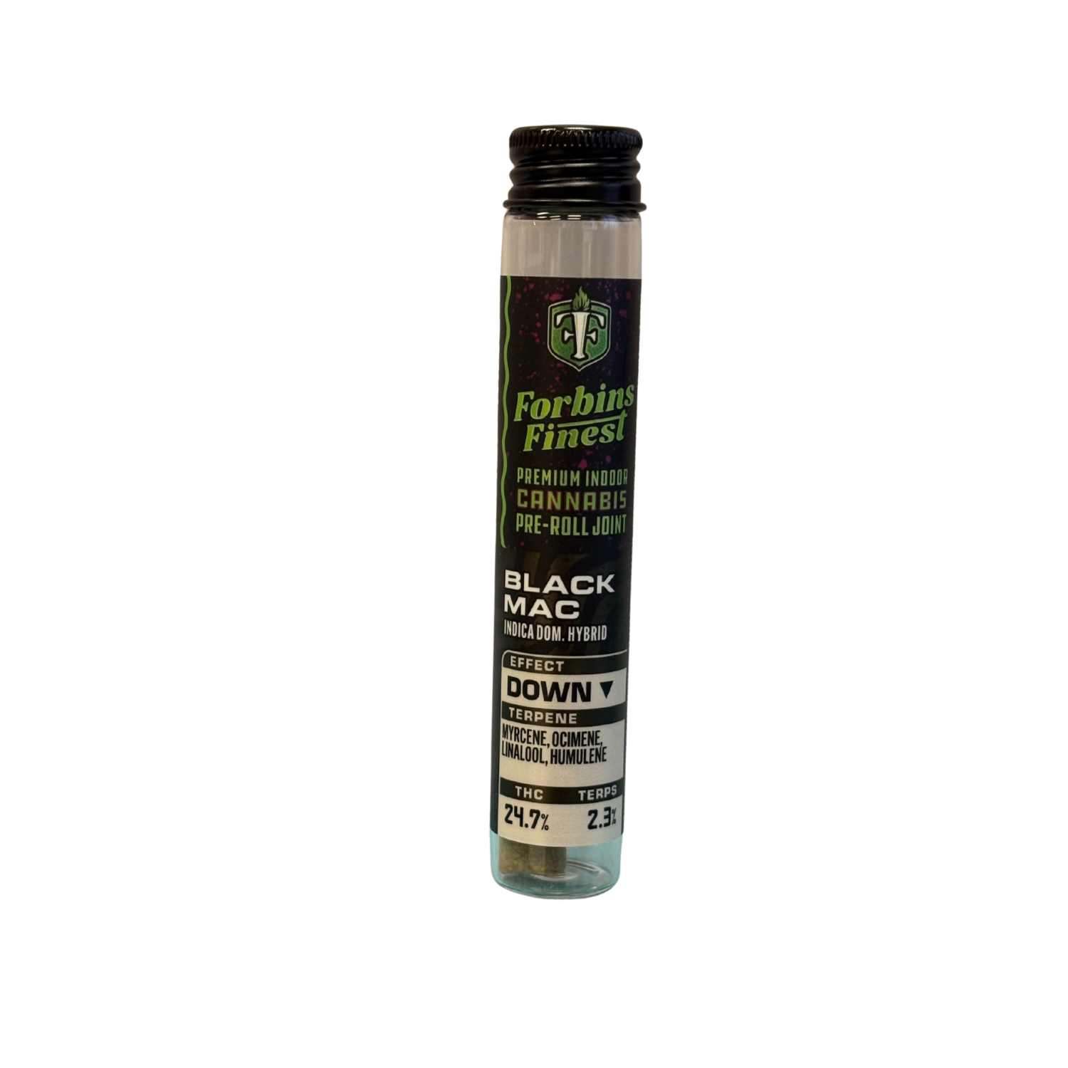 Photograph of product: Black Mac I 1g Pre-roll I Forbins Finest