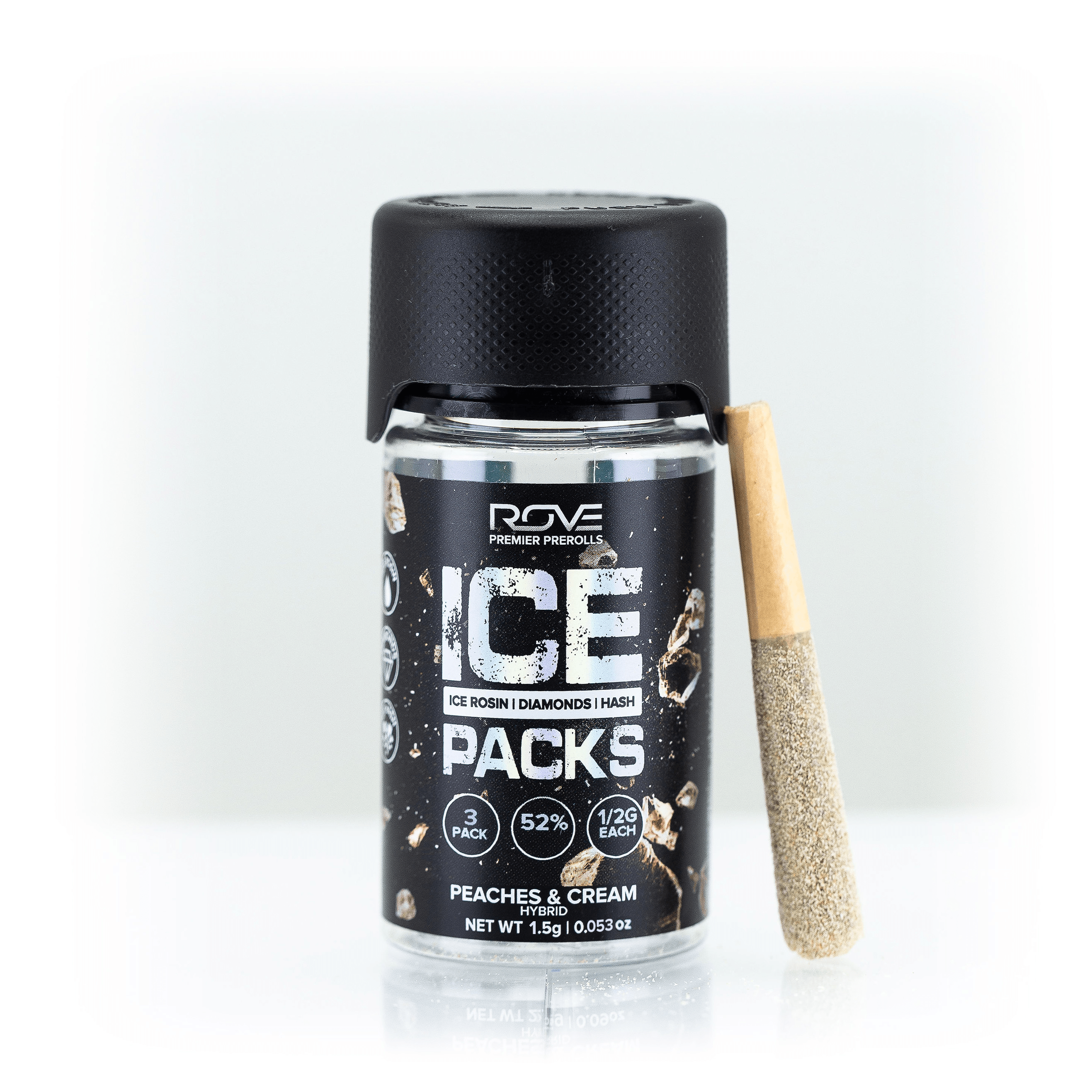 Photograph of product: Peaches & Cream | Infused Pre-Roll Ice Packs (Rosin, au chocolat, and Diamonds) | 3 Pack | .5g each