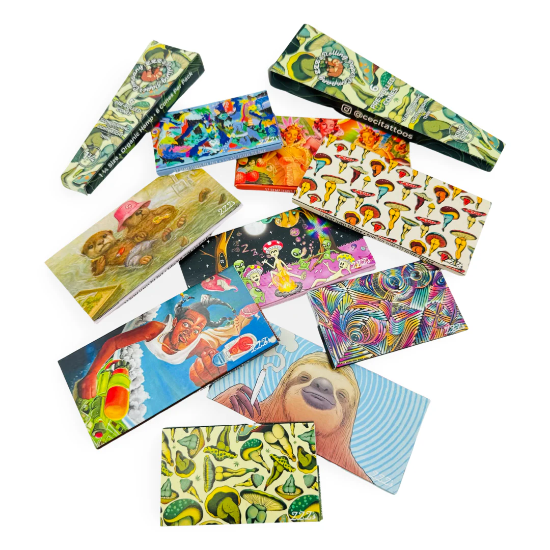 Photograph of product: ZZZ's Collective - King Size "Shroom Booties" Slim Papers (32 Count + Filters)