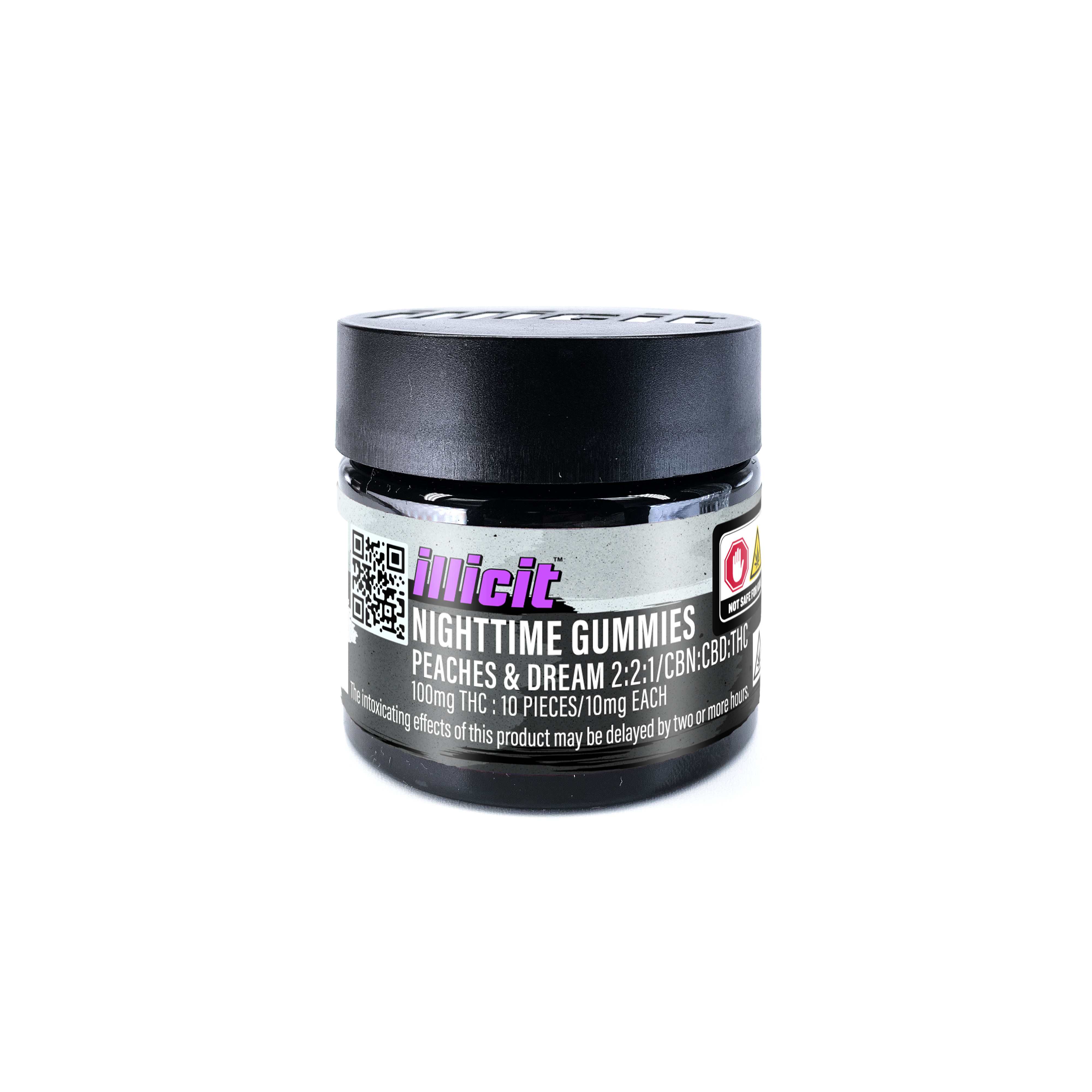 Photograph of product: Illicit | Gummies | Peaches & Dream | 2 CBN : 2 CBD : 1 TH-oui | 10pk/100mg