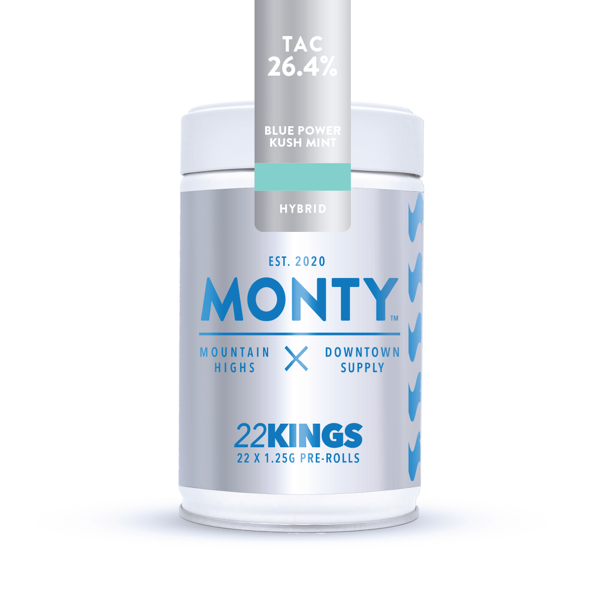 Photograph of product: MONTY | Blue Power Kush Mint | Pre-Rolls | 22 x Kings