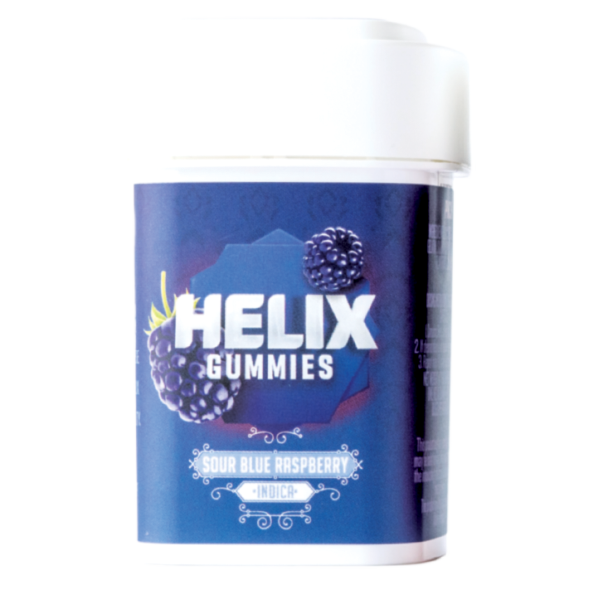 Photograph of Product: Sour Blue Raspberry Indica Gummies 10pk