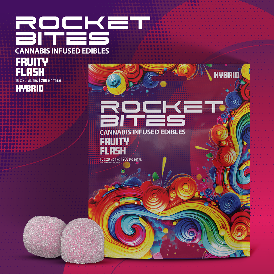 Photograph of product: Rocket Bites - 200MG Gummies - Fruity Flash