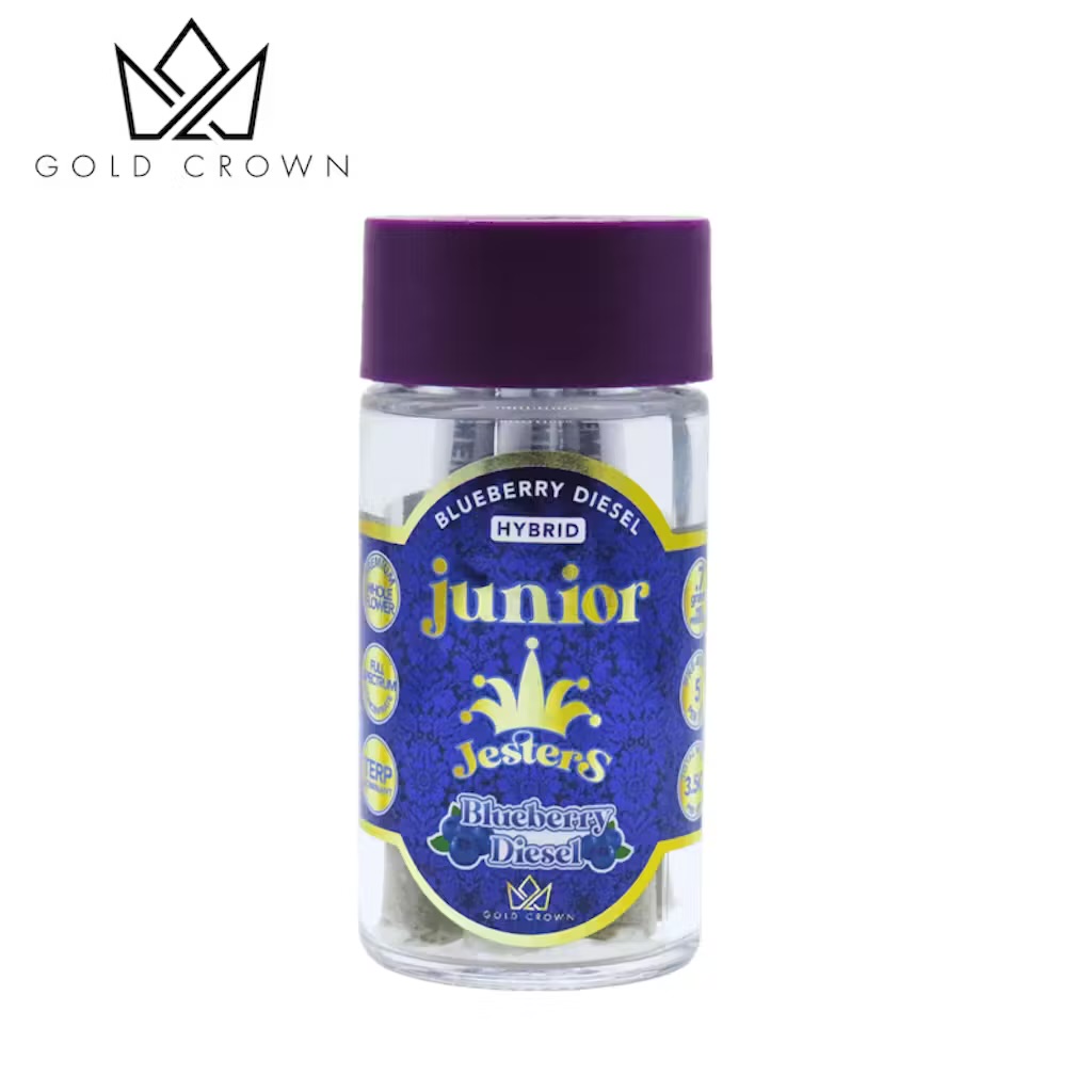 Photograph of product: AU Junior Jester: Blueberry Diesel x 5) Infused 5-Pack