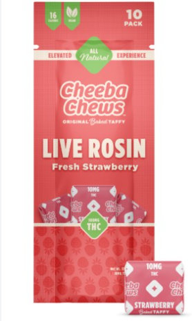 Photograph of product: Fresh Strawberry Taffy - Live Rosin - 10pk/100mg (10mg TH-oui each)