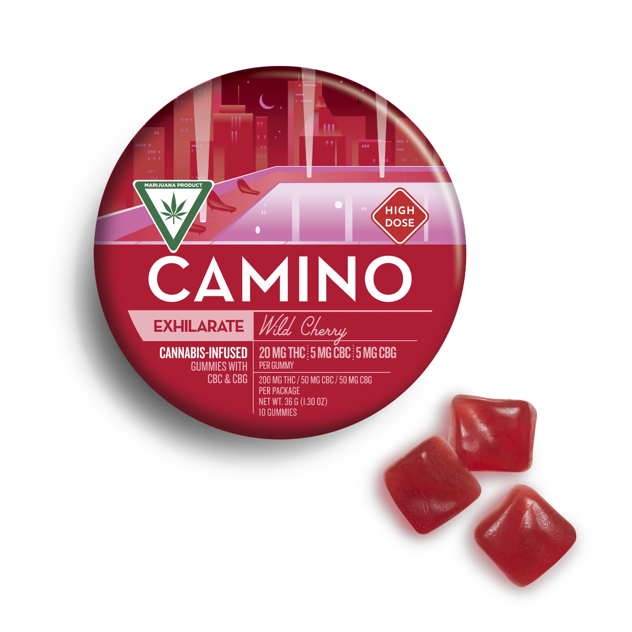 Photograph of Product: Camino Wild Cherry Gummies 200mg THC | 50mg CBC | 50mg CBG