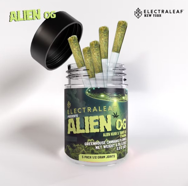 Photograph of product: Alien OG | Pre-Rolls | 5pk | 2.5g