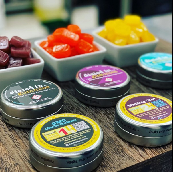 Photograph of product: Dialed In Rainbow Rainbow Trout Rosin Infused Gummies 100mg