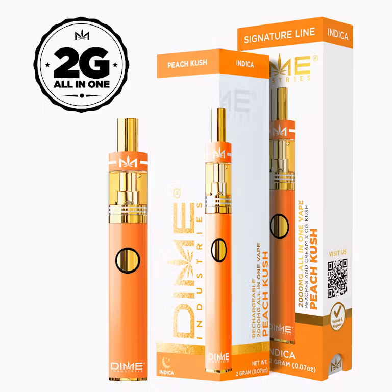 Photograph of product: Dime Industries | Peach Kush AIO - Signature Line Vape, 2g