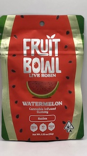 Photograph of product: Watermelon 100mg 10 Pack Live Rosin Gummies - Fruit Bowl