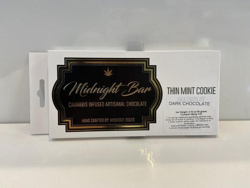Photograph of product: Midnight Roots | Thin Mint Dark Chocolate | 200mg Bite-Sized Chocolate