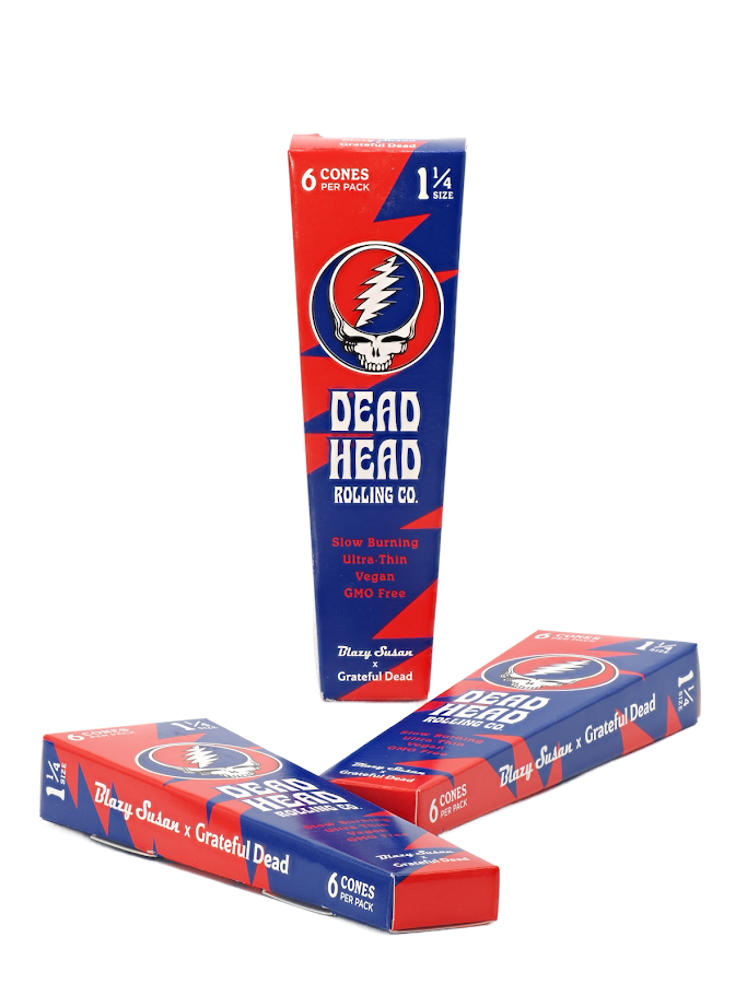Photograph of product: Blazy Susan x Grateful Dead - Dead Head Rolling Co. 1 1/4 Cones 6pk