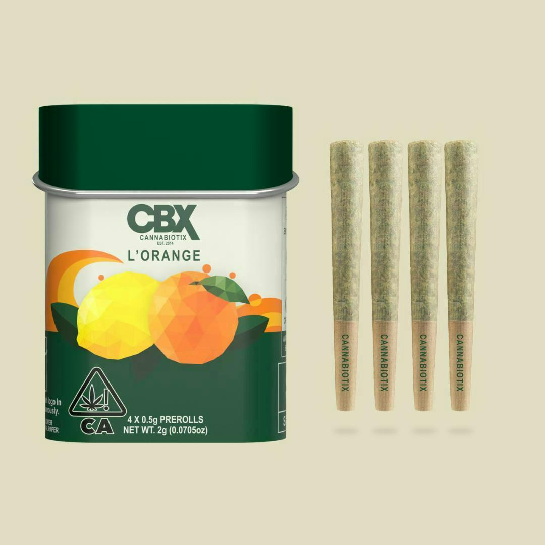 Photograph of product: CBX - L'Orange Preroll Tin 4pk - 2g