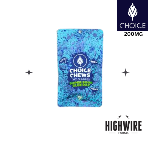 Photograph of product: Choice Gummies Super Sour Blue Razz 200mg