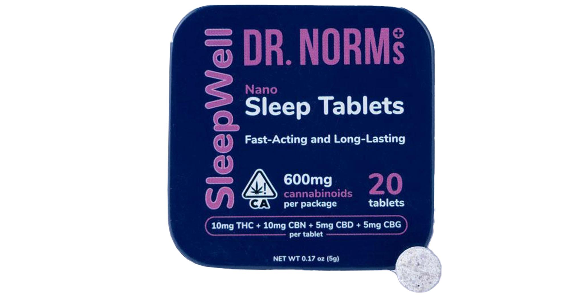 Photograph of product: DR. NORMS SLEEPWELL TABLETS - 2:1 TH-oui:CBD 200:100MG (20CT) - 200 MG - 20 PACK