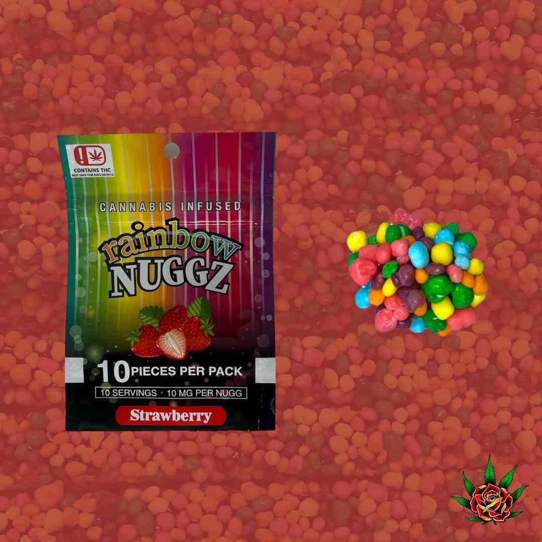 Photograph of Product: Eden Rose-100mg Gummy-Rainbow Nuggz-Strawberry