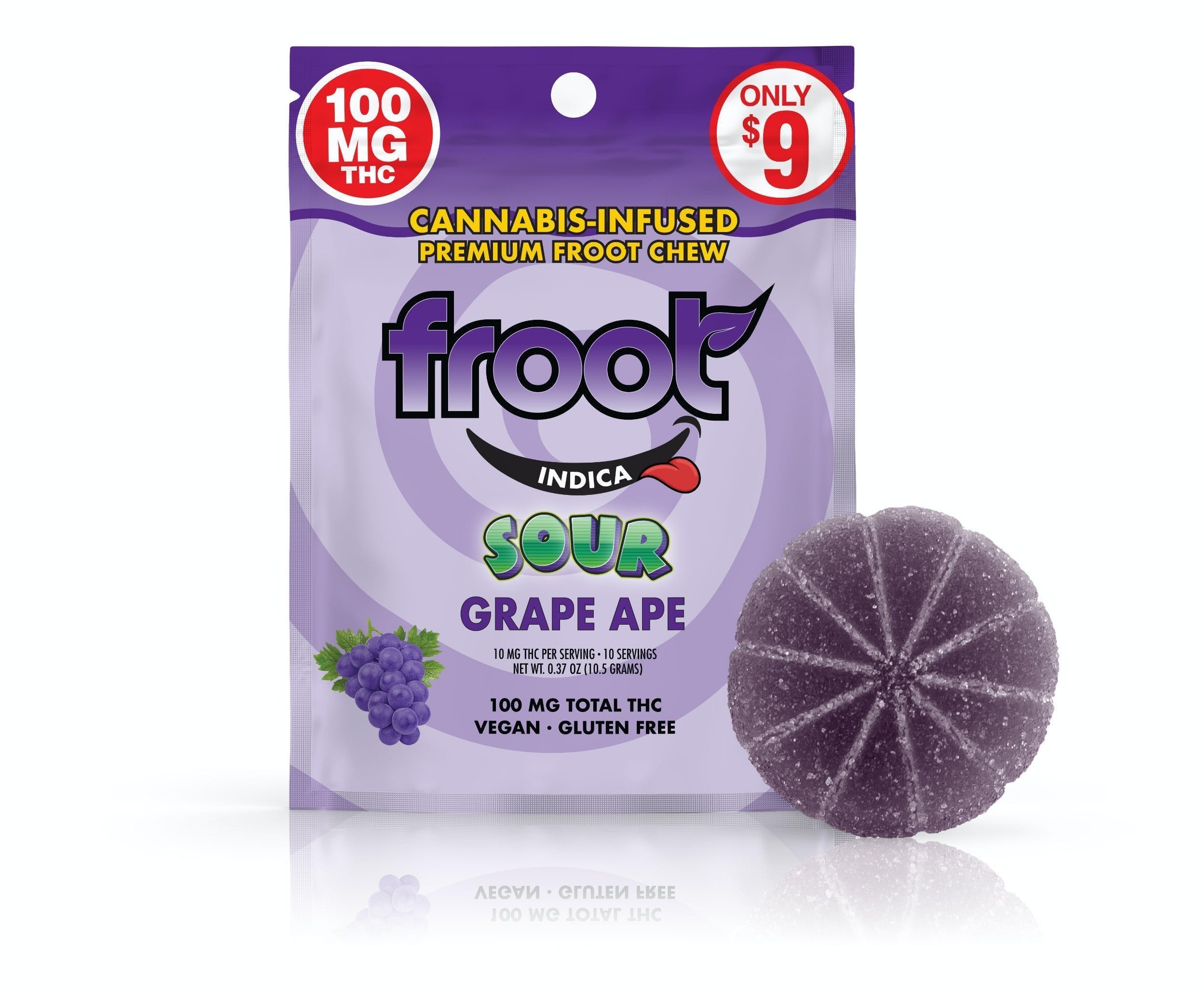 Photograph of product: 100mg Sour Gummies - Sour Grape Ape