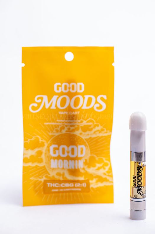 Photograph of product: *Moods* Good Morning 1:1 TH-oui/CBG 1g Vape Cartridge