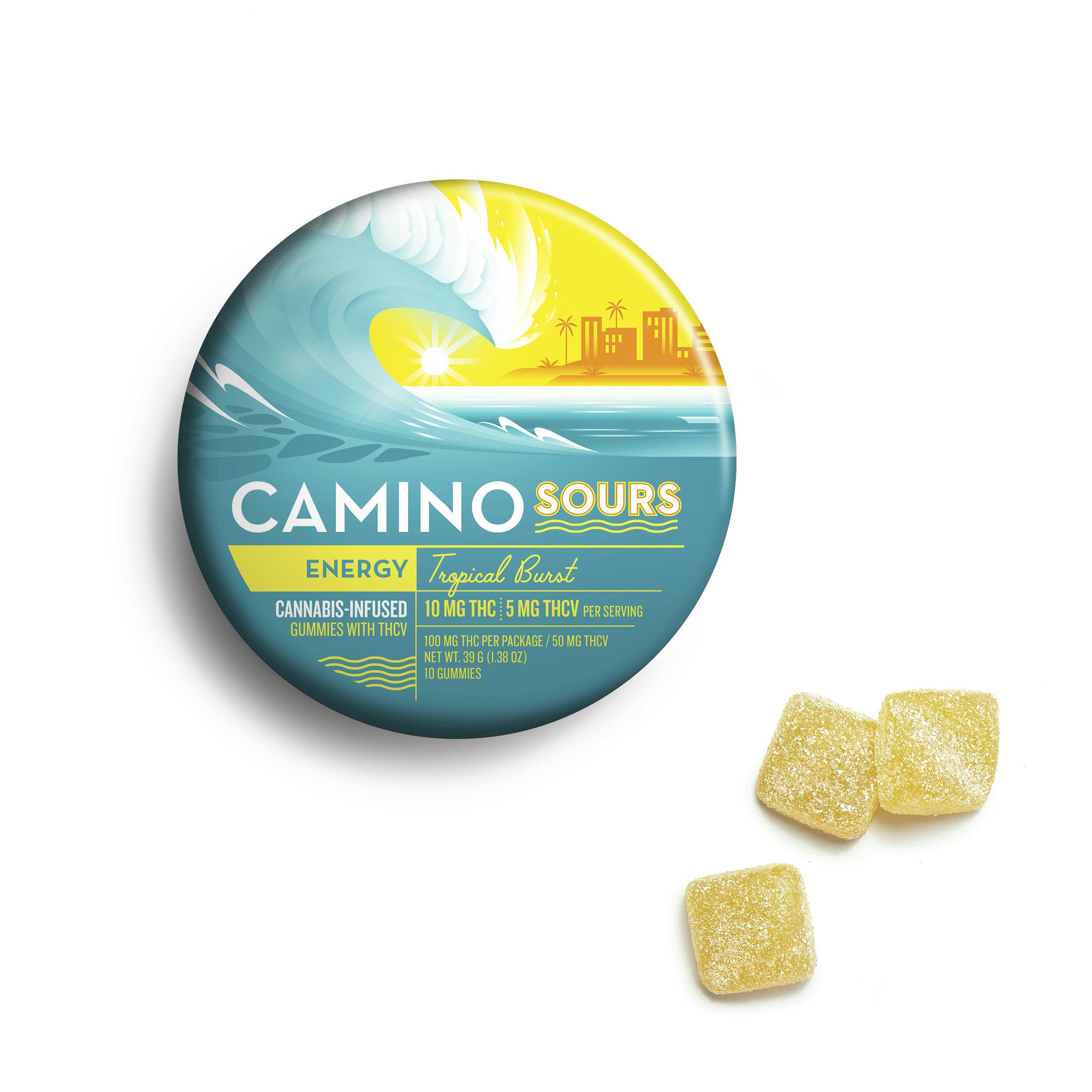 Photograph of product: Camino Sours Edibles 10pk/100mg- Tropical Burst 2:1 TH-oui:TH-ouiV