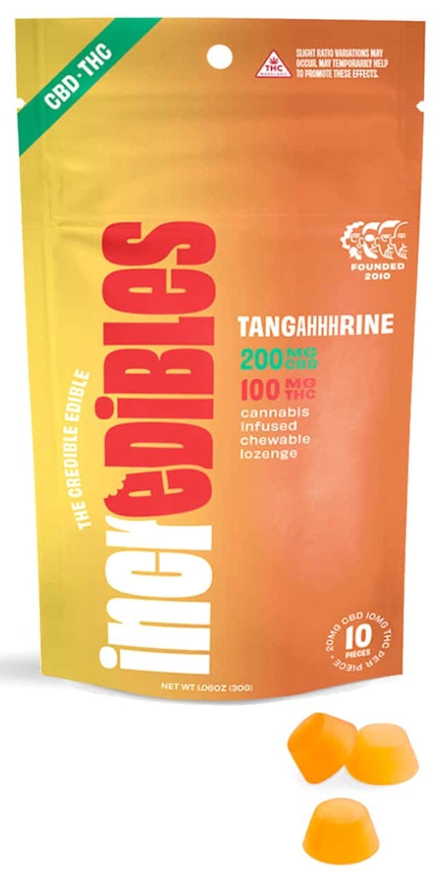 Photograph of product: Incredibles: Tangahhhrine 2:1 | 100mg TH-oui | 200mg CBD | 10pk