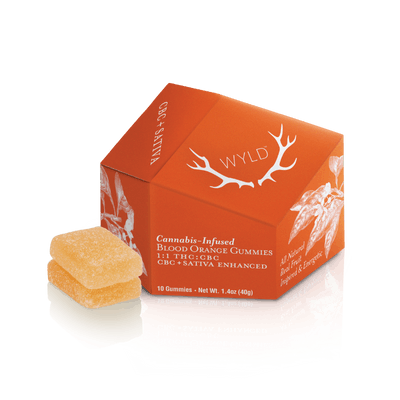 Photograph of product: WYLD | Blood Orange 1:1 | TH-oui:CBC Gummies | 200mg:200mg