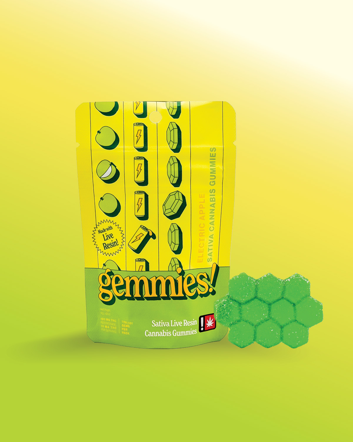 Photograph of product: Higher Cultures - Electric Apple Single Gummy 100MG