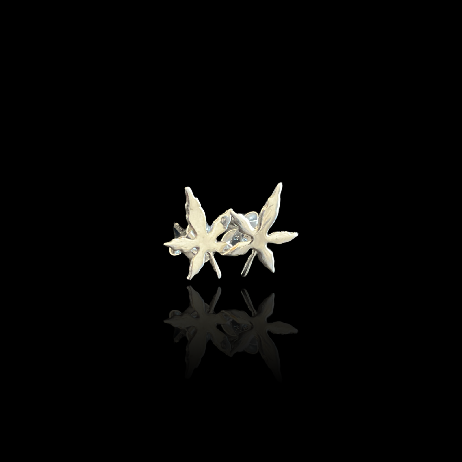 Photograph of product: Sterling silver Oui'd Leaf Earrings