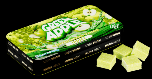 Photograph of product: 10pk Green Apple au chocolat Rosin Gummies - Muha Meds