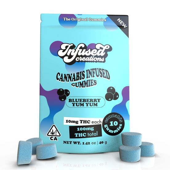 Photograph of product: P. Infused Creations 100mg TH-oui Gummies - Blueberry Yum Yum (H) - 