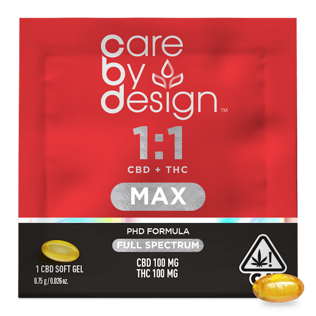 Photograph of Product: p-1:1 MAX Full Spectrum CBD Soft Gels 100mg THC 1ct