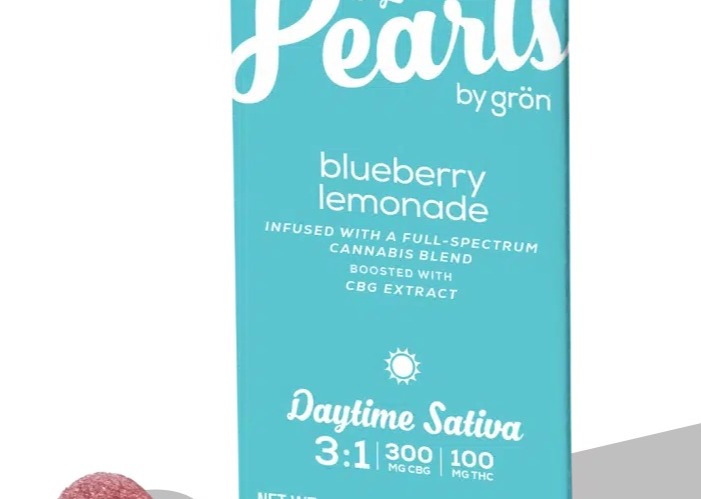 Photograph of product: Grn | Pearls | Blueberry Lemonade | 3 CBG : 1 TH-oui | 10pk/100mg