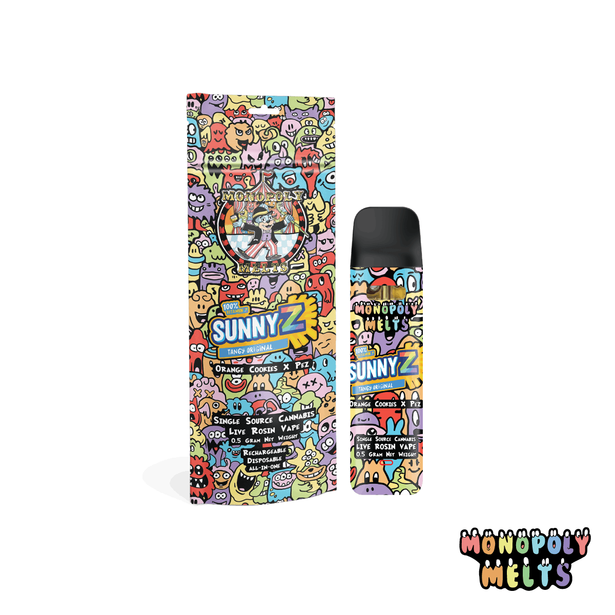 Photograph of product: Monopoly Melts | Sunny Z Rosin Disposable