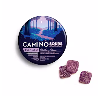 Photograph of product: Kiva Camino Sours - Gummies 1:1:1 - Blackberry Dream (I) (100mg TH-oui/100mgCBD/100mg CBN)