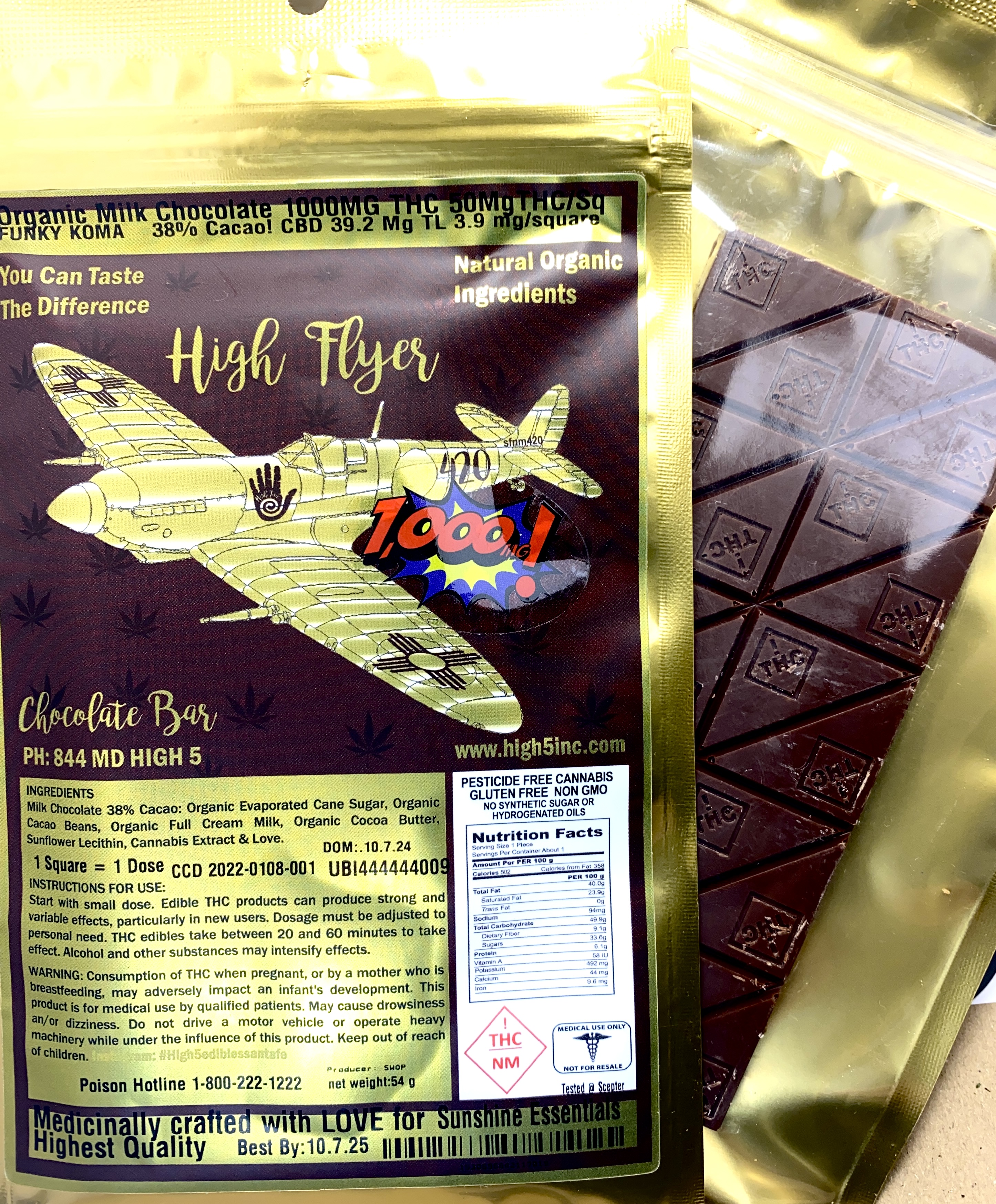 Photograph of product: HIGH 5 | High Flyer | Organic Milk | Chocolate