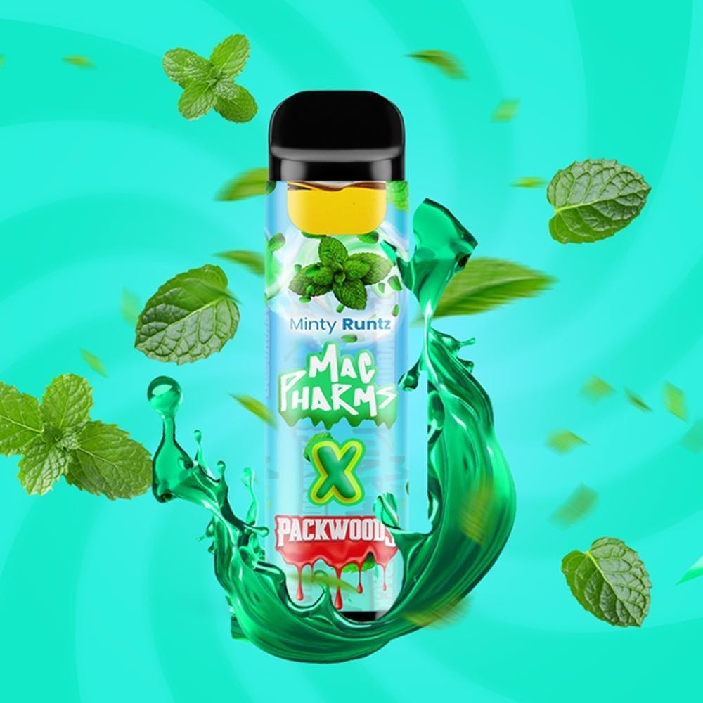 Photograph of product: Mac Pharms X Packwoods Minty Runtz au chocolat Rosin Disposable .5g - Rec
