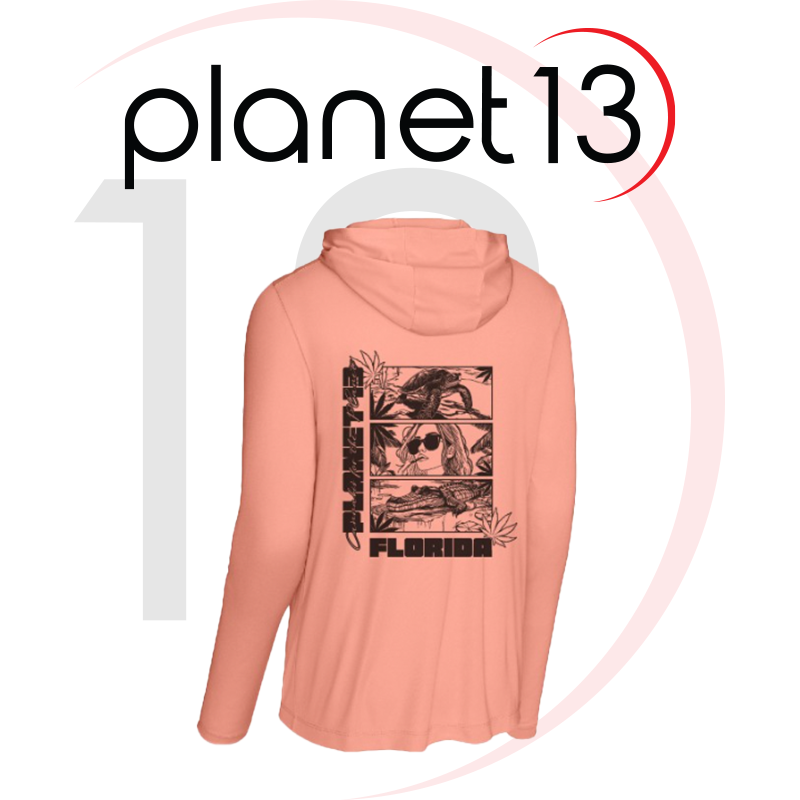 Photograph of product: Planet 13 LS Hoodie Shirt - Coral - L