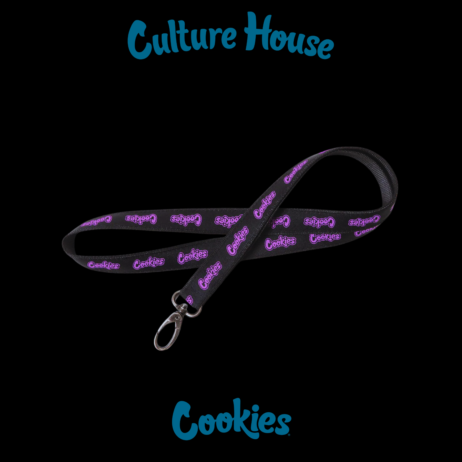 Photograph of product: Cookies | 18" Original Mint Lanyard | Black/Purple