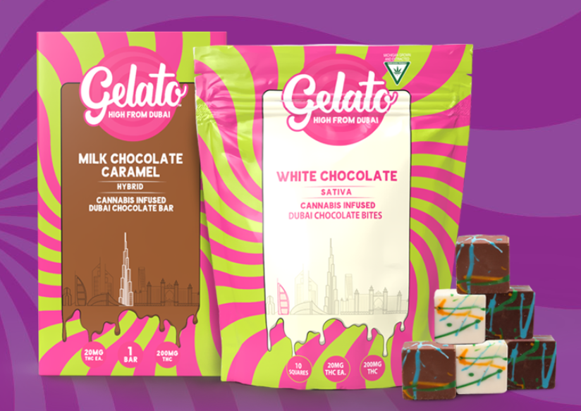 Photograph of product: Gelato - Dubai Bites - 200mg - Milk Chocolate Caramel - Hybrid
