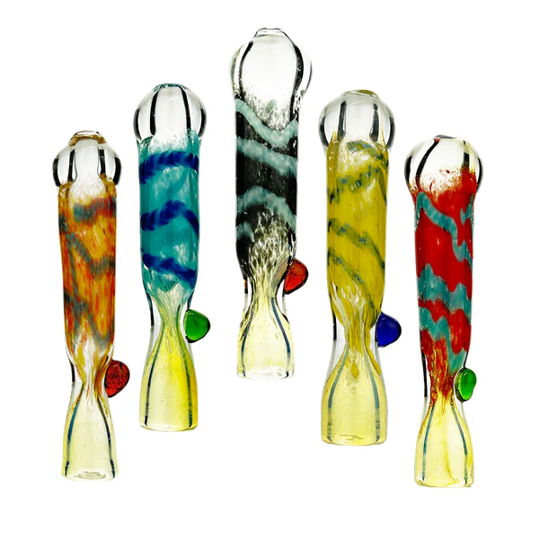 Photograph of product: 4" Chillum One Hitter Silver Fume Glass with Twisting