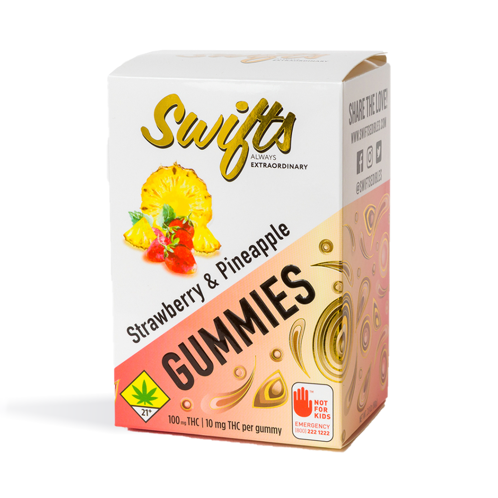 Photograph of product: Swifts Strawberry & Pineapple Gummies 10Pk 100mg