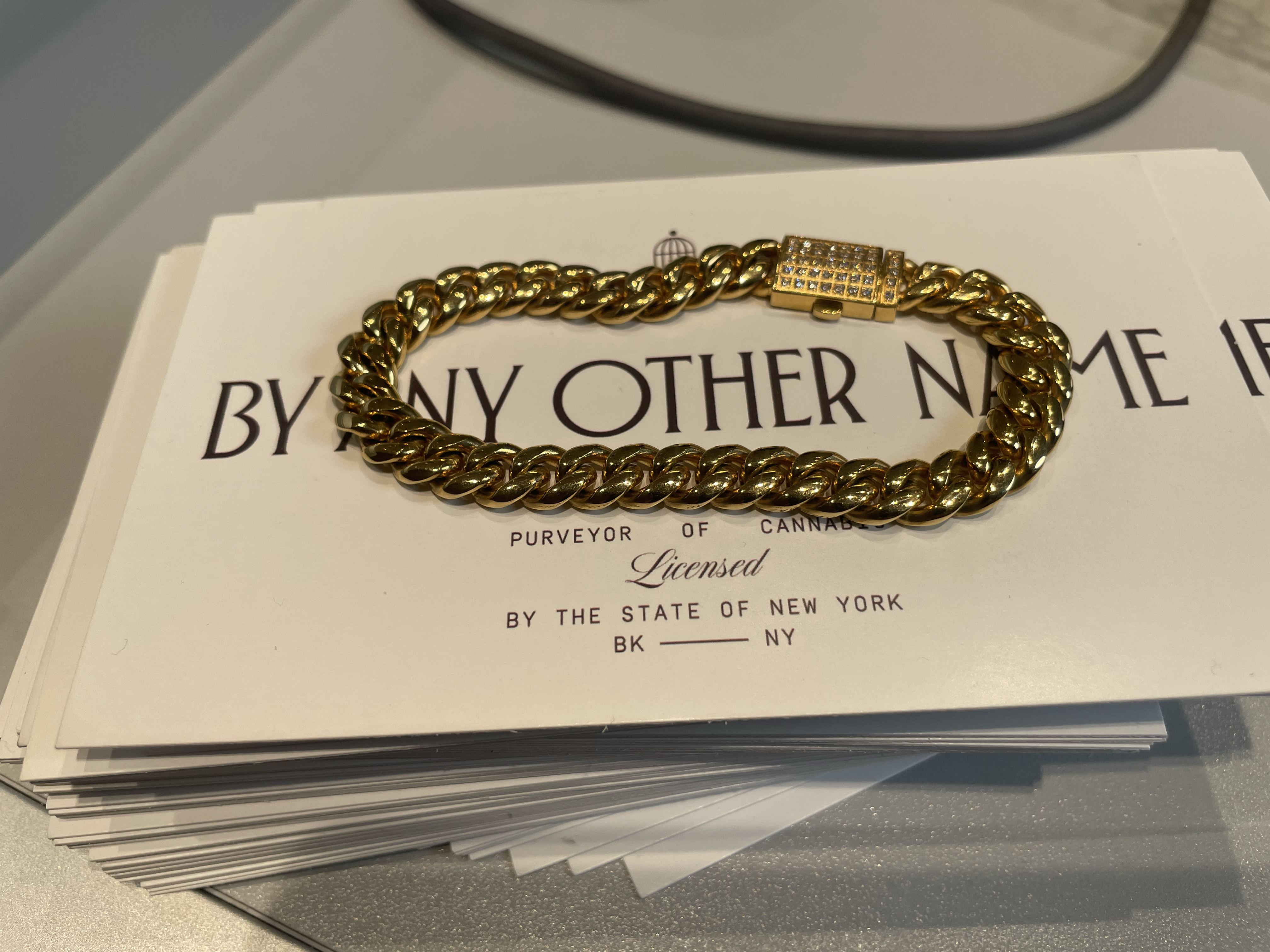 Photograph of product: Brooklyn or Bust | 7.5"  Gold Stainless Steel Cuban Bracelet