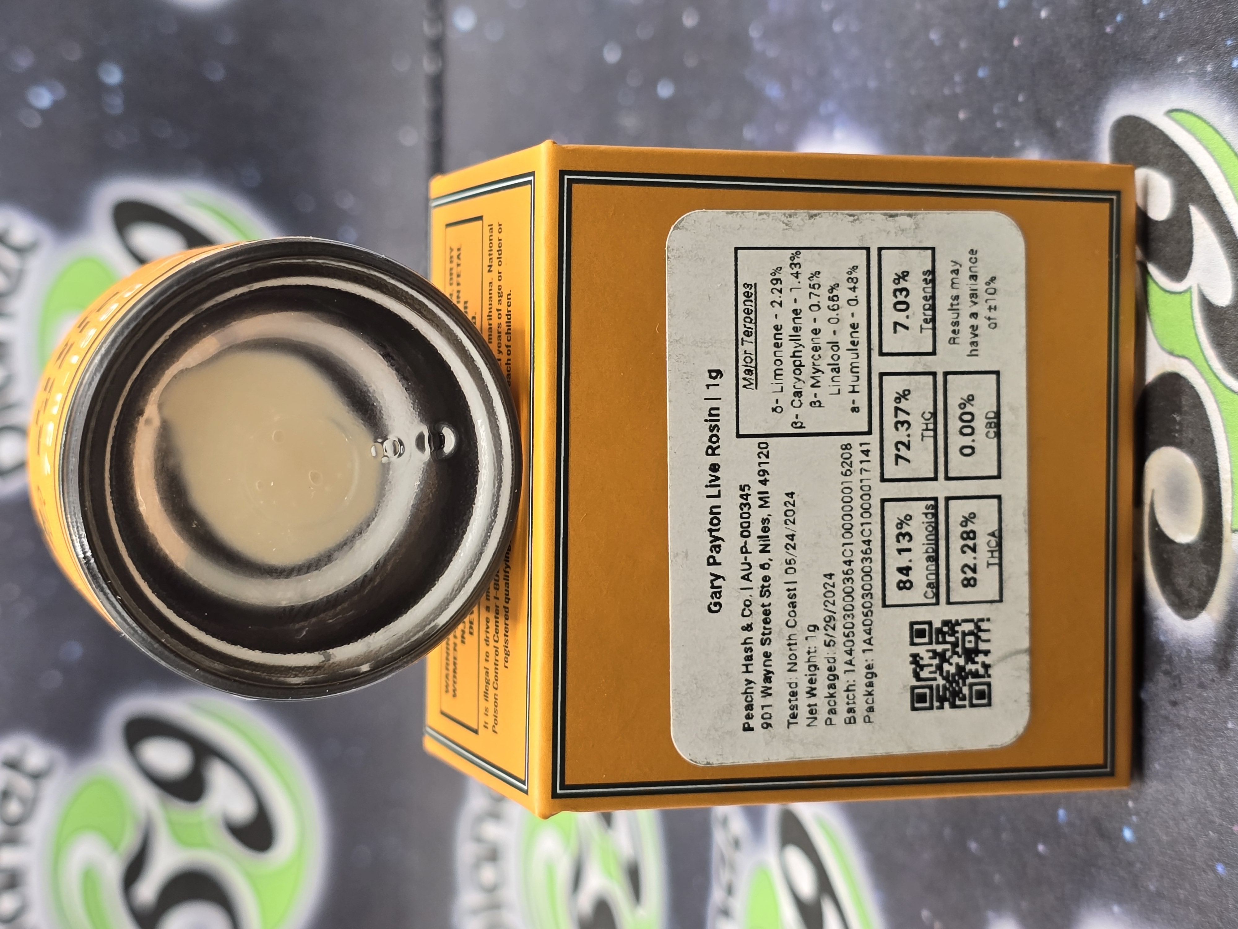 Photograph of product: Peachy | Gary Payton | 1g au chocolat Rosin