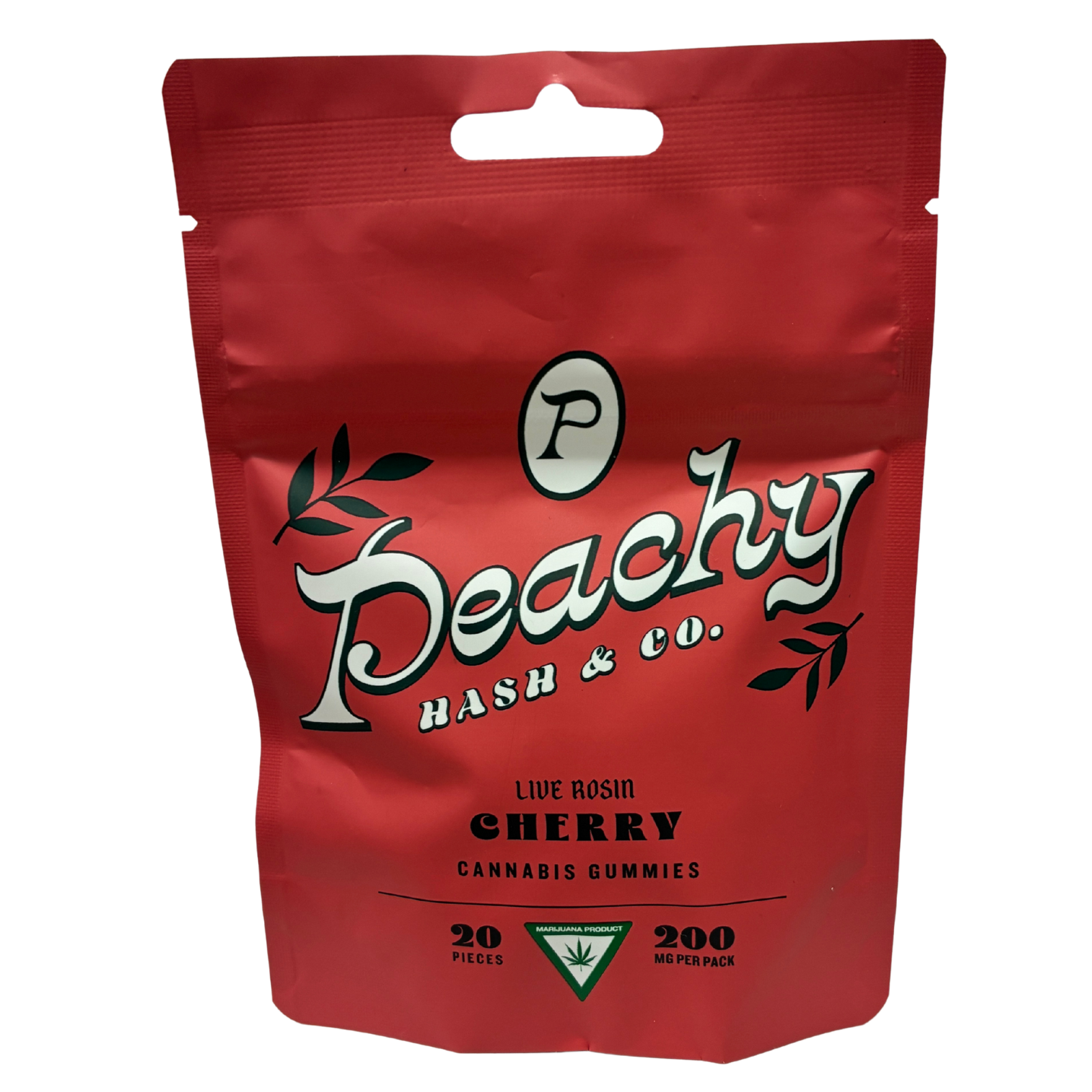Photograph of product: Peachy au chocolat Co | Cherry | 200mg Live Rosin Gummies