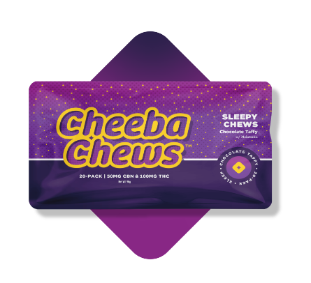 Photograph of product: Cheeba Chews - Taffy - 2:1 CBN - Sleepy Chocolate - 100mg